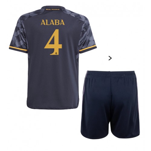 Dětský Fotbalový dres Real Madrid David Alaba #4 2023-24 Venkovní Krátký Rukáv (+ trenýrky)